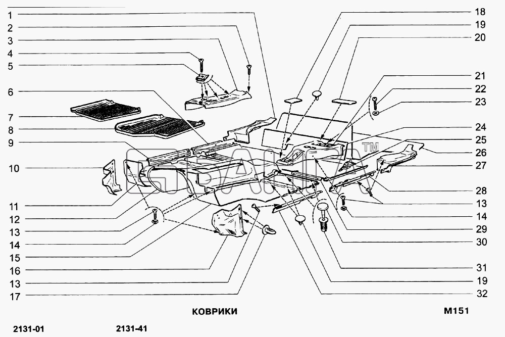 ВАЗ ВАЗ-21213-214i Схема Коврики-6 banga.ua